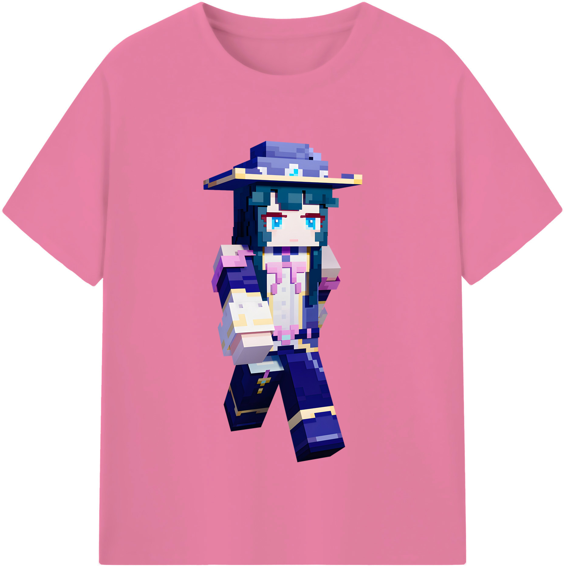 （画像用） マインクラフト ブロックの世界 Minecraft MC Block world 綿100％半袖Tシャツ（フロントプリント）